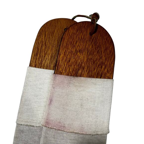 Vintage child’s Acram hosiery on wooden sock stretchers rustic primitive pair - Picture 4 of 6